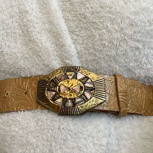Sandy Duftler Designs Gold Leather Belt Size M/L